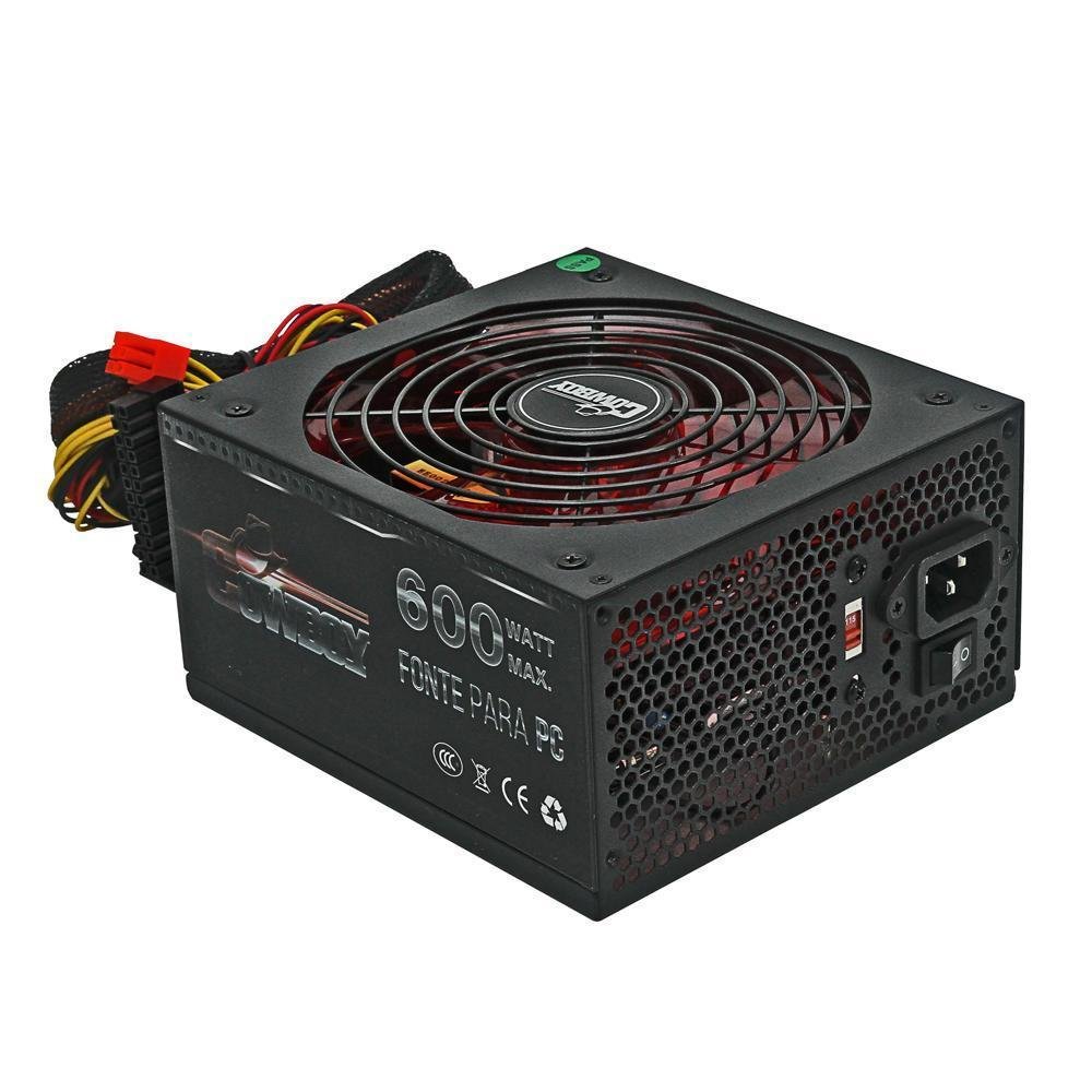 Fonte Knup Kp-535 Cowboy, 600W, ATX, Real Fonte Knup Kp-535 Cowboy, 600W, ATX, Real