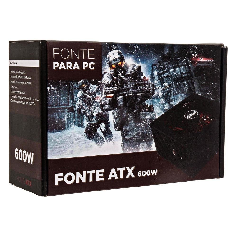 Fonte Knup Kp-535 Cowboy, 600W, ATX, Real Fonte Knup Kp-535 Cowboy, 600W, ATX, Real