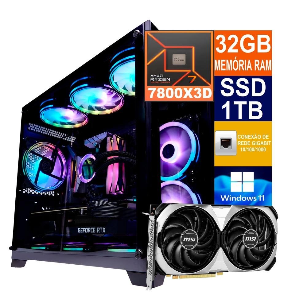 Pc Gamer Amd Ryzen 7 7800x3d 32GB SSD 1TB KaBuM