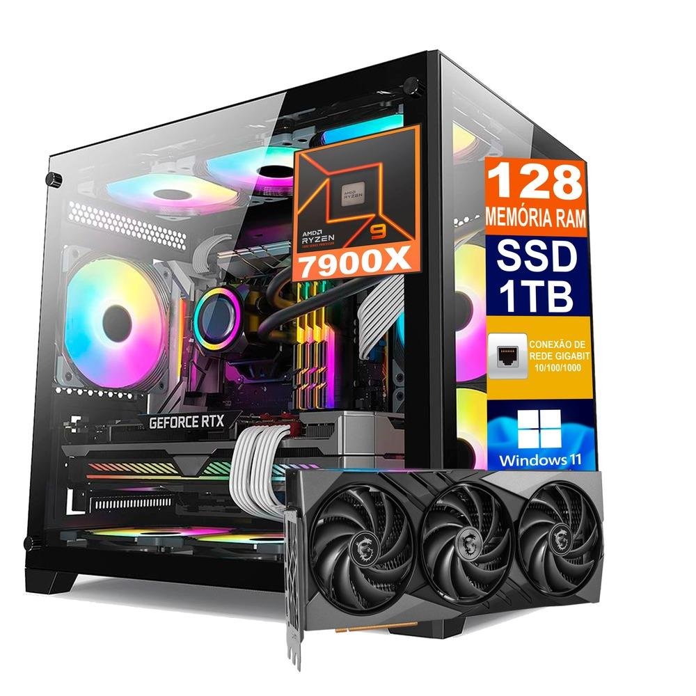 Pc Gamer Amd Ryzen 9 128GB SSD 1TB M2 Nvme KaBuM