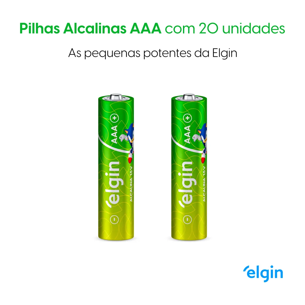 Cartelão De Pilhas Alcalinas, 10 Blisters Com 2 Pilhas Aaa Elgin