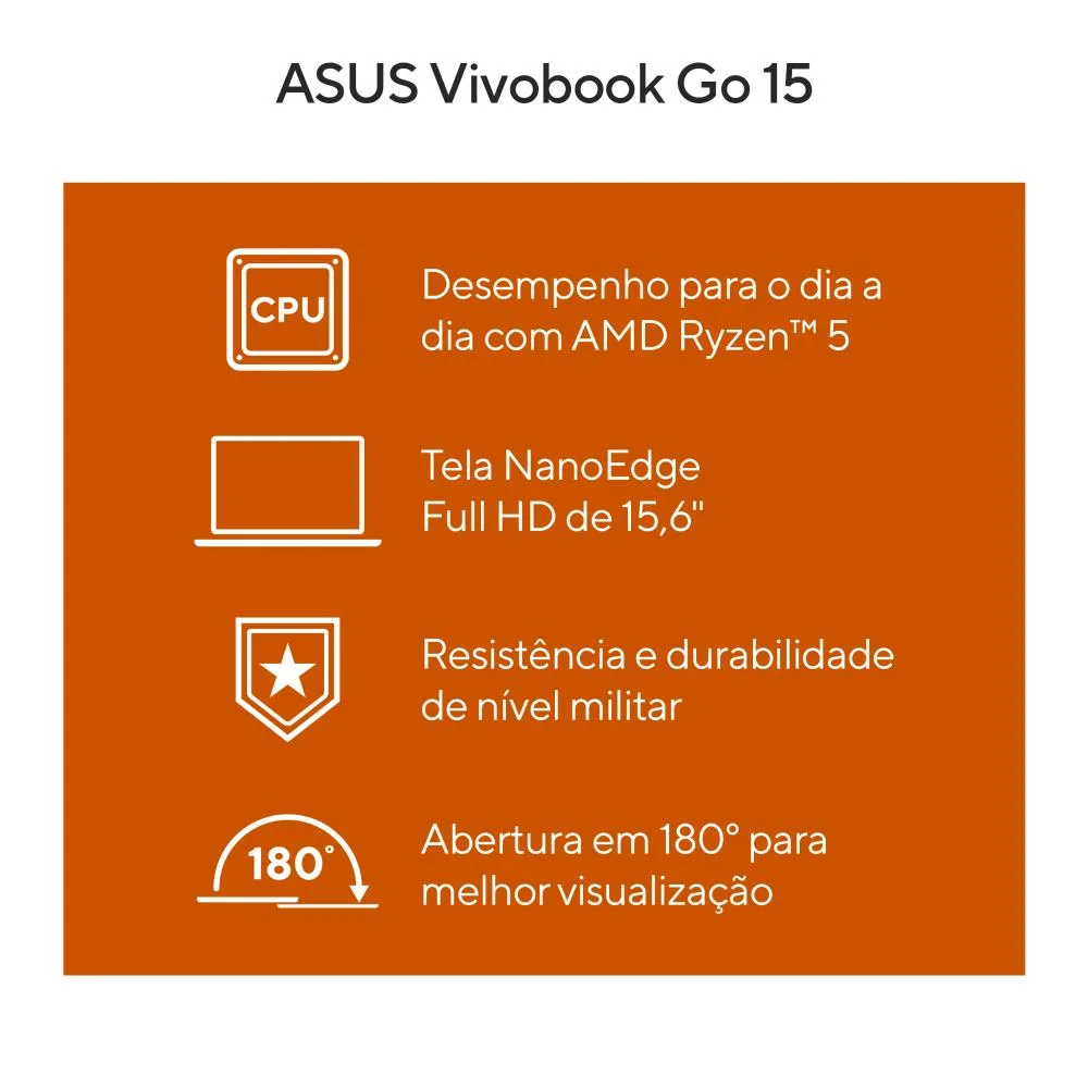 Notebook Asus Vivobook Go E1504fa Amd Ryzen 5 7520u 8GB Ram 512gb SSD Linux Keepos Tela 15,6" Fhd Black - Nj732 Notebook Asus Vivobook Go E1504fa Amd Ryzen 5 7520u 8GB Ram 512gb SSD Linux Keepos Tela 15,6" Fhd Black - Nj732