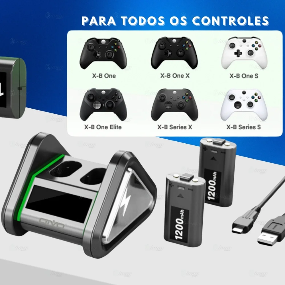 Base Carregador Dock Controle XBOX Series S/x + 2 Baterias Base Carregador Dock Controle XBOX Series S/x + 2 Baterias