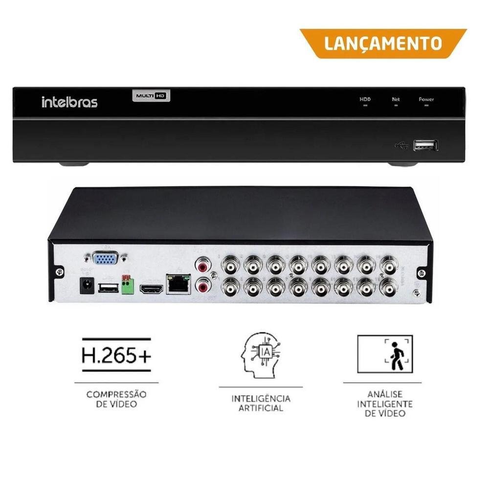 Kit 16 Câmeras Intelbras Vhd 1220 B Full Color Bullet Full Hd 1080p Multi Hd Ir 20m + Dvr Mhdx 1216