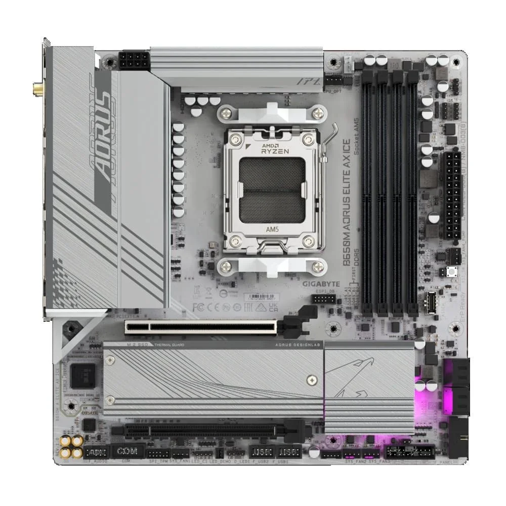 Placa Mãe Gigabyte B650m Aorus Elite Ax Ice, Amd Am5, Chipset B650, 4xDDR5, Matx
