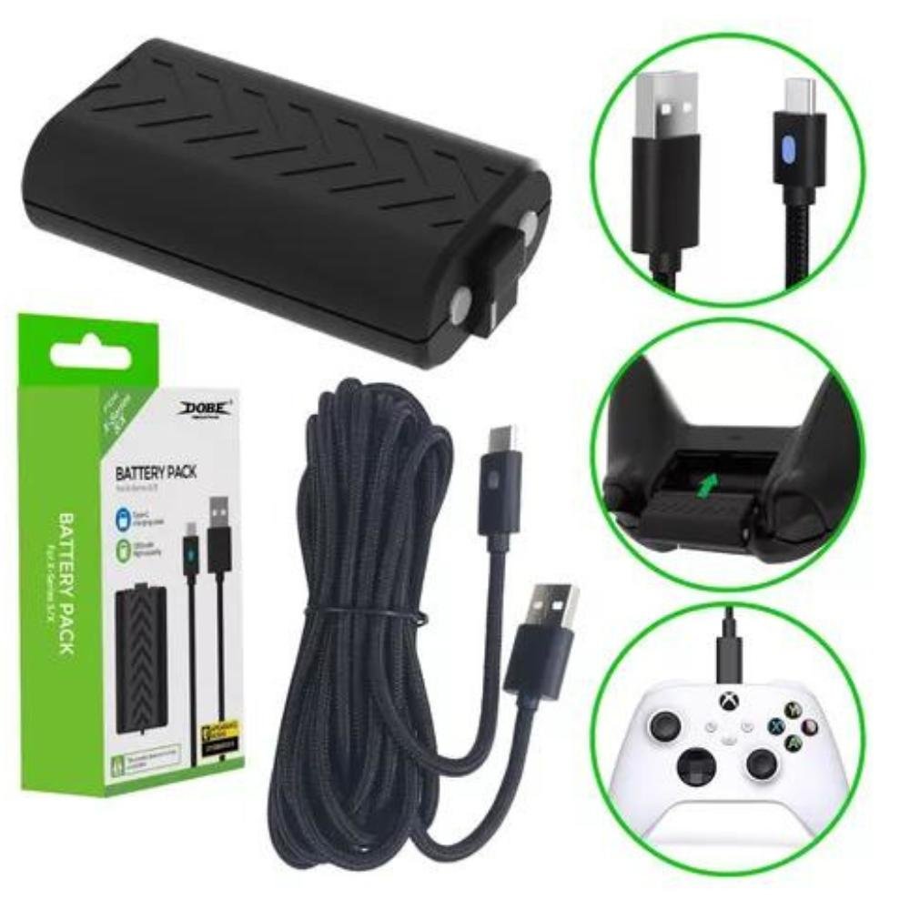 Kit 2 Baterias Recarregáveis + Cabo Usb Tipo C Preto Para Controle De XBOX Series X/s Completo Kit 2 Baterias Recarregáveis + Cabo Usb Tipo C Preto Para Controle De XBOX Series X/s Completo