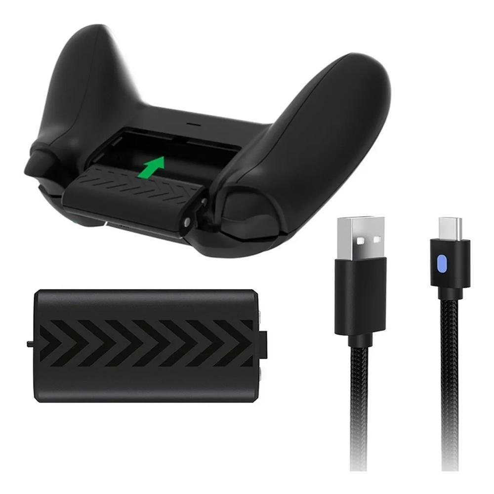 Kit 2 Baterias Recarregáveis + Cabo Usb Tipo C Preto Para Controle De XBOX Series X/s Completo Kit 2 Baterias Recarregáveis + Cabo Usb Tipo C Preto Para Controle De XBOX Series X/s Completo
