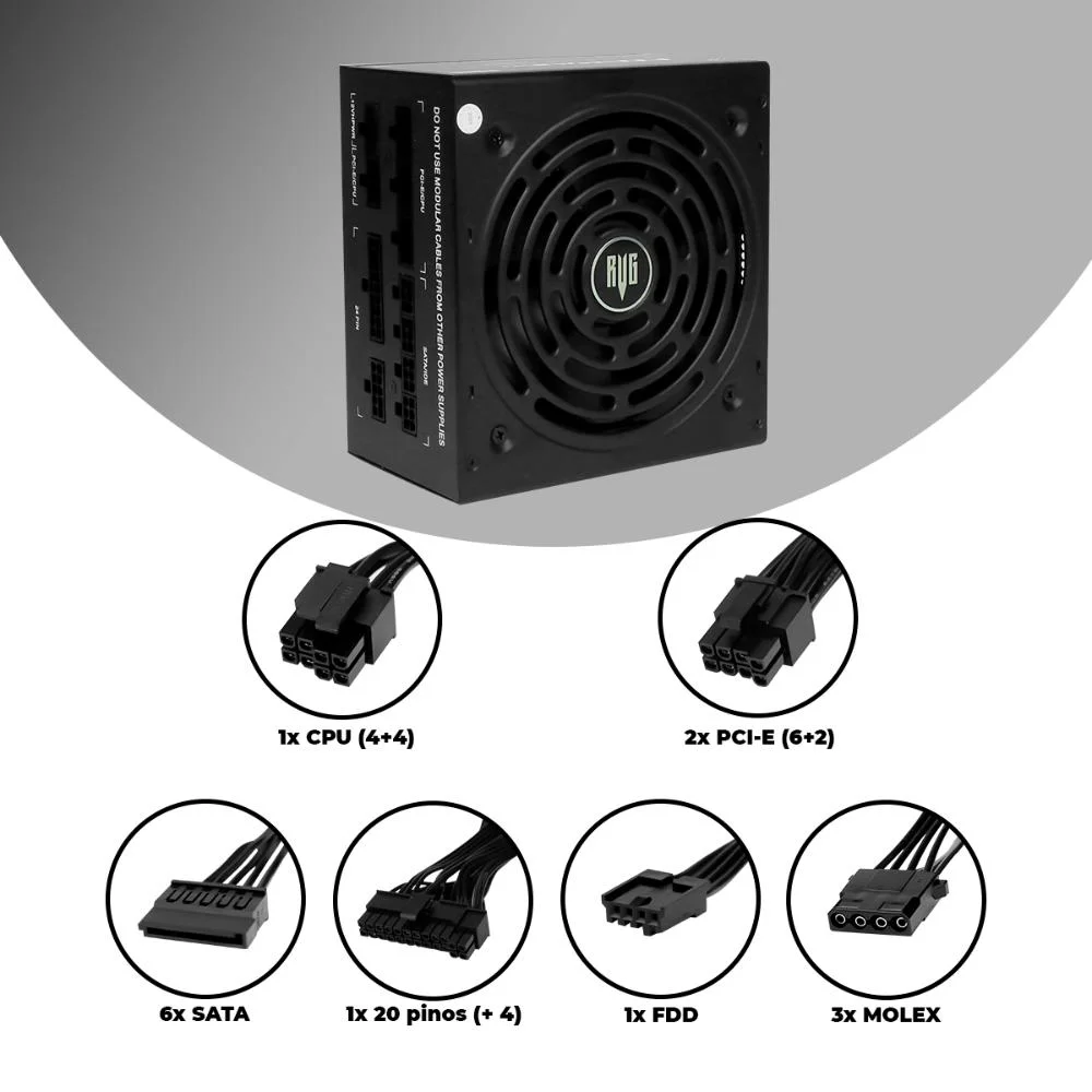 Fonte De Alimentação Atx 650w 80 Plus Gold Modular Pfc Ativo Power Supply Fonte De Alimentação Atx 650w 80 Plus Gold Modular Pfc Ativo Power Supply