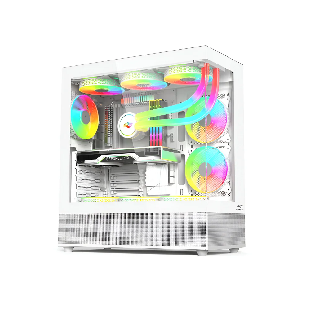 Gabinete Gamer C3tech Mt-g850wh Mid Tower, Vidro Temperado Gabinete Gamer C3tech Mt-g850wh Mid Tower, Vidro Temperado
