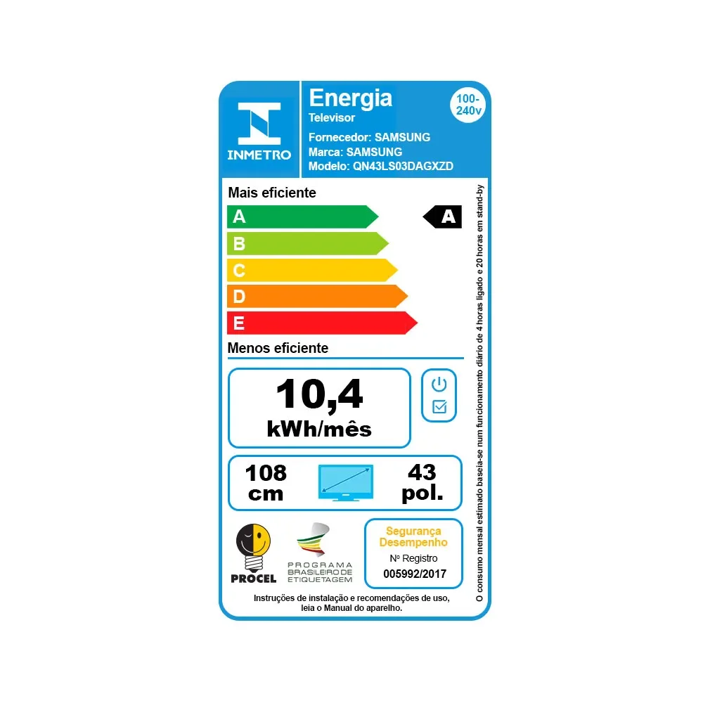 Smart TV 43 Polegadas Samsung QLED 4K, The Frame 43LS03D, com Modo Arte e Molduras Customizáveis