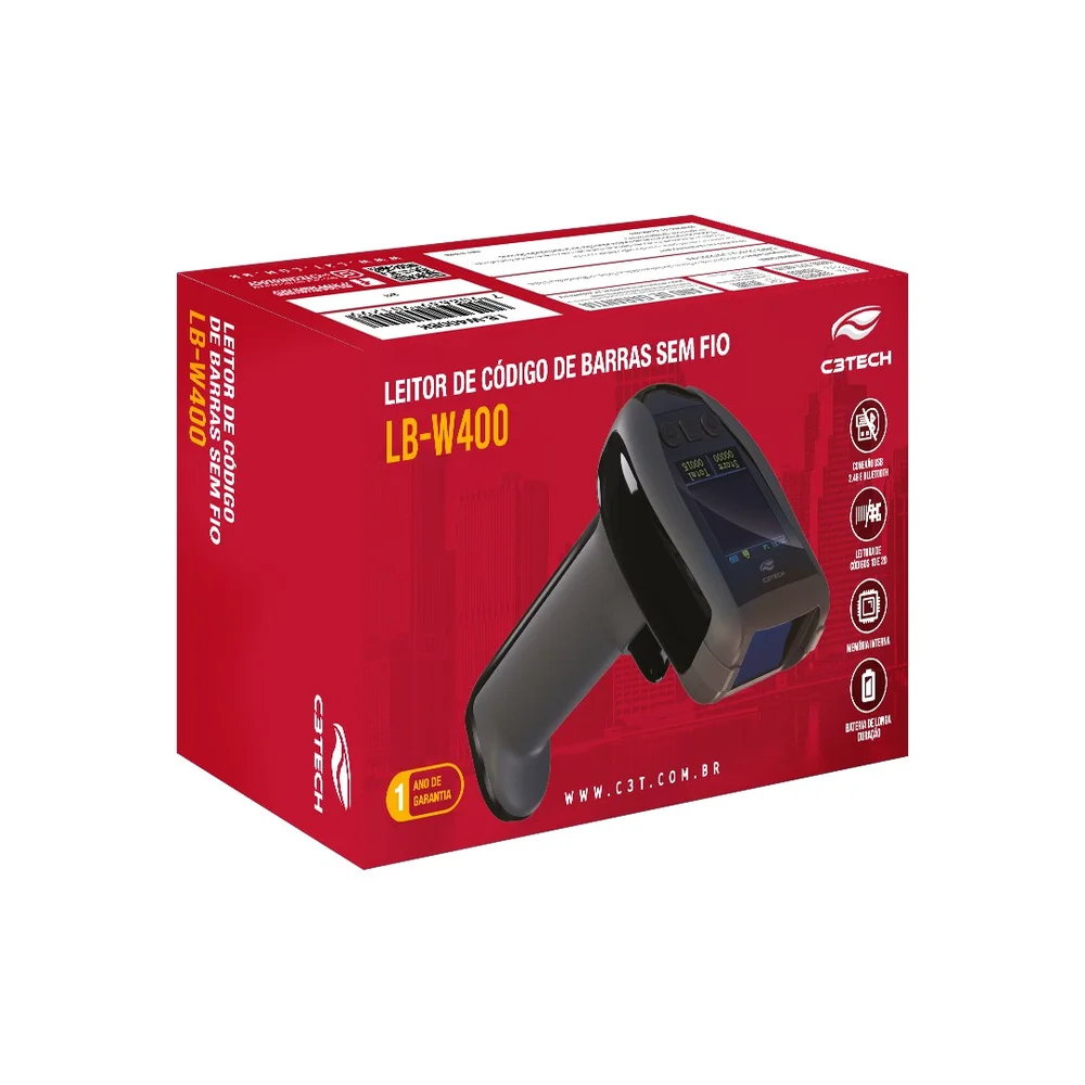 Leitor Código De Barras C3tech  Lb-w400bk S/fio 1d /2d Danfe