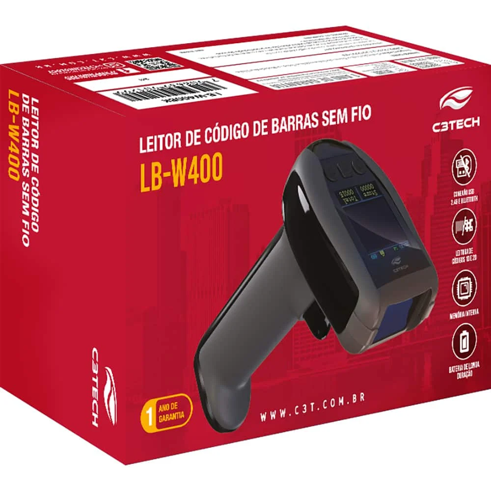 Leitor Código De Barras C3tech  Lb-w400bk S/fio 1d /2d Danfe