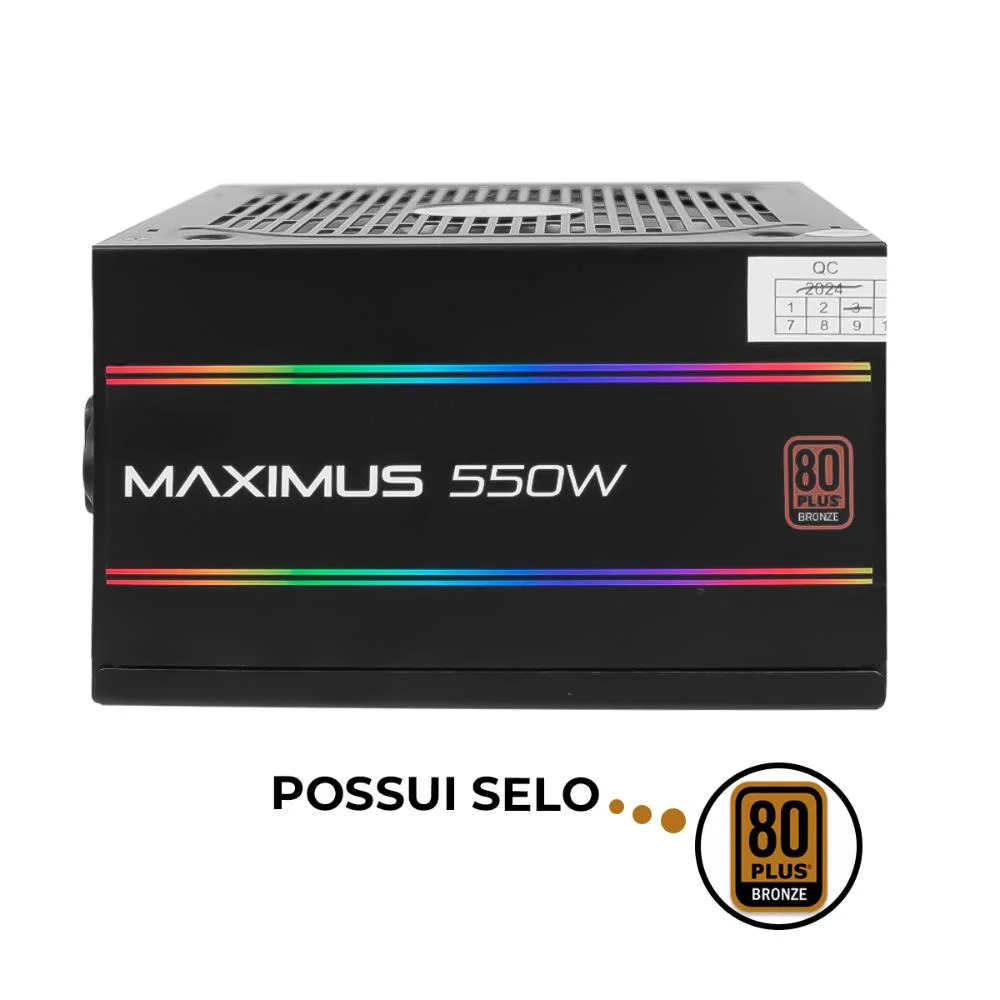 Fonte Gamer Alimentação Para PC 550w Silencioso 80 Plus Pfc