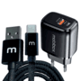 Carregador Tomada de Parede / Fonte - 2 Saídas USB + Tipo C 3A - Ultra Rápido + Cabo Tipo C com entrada USB - 1 metro - Original Garantia de 1 ano