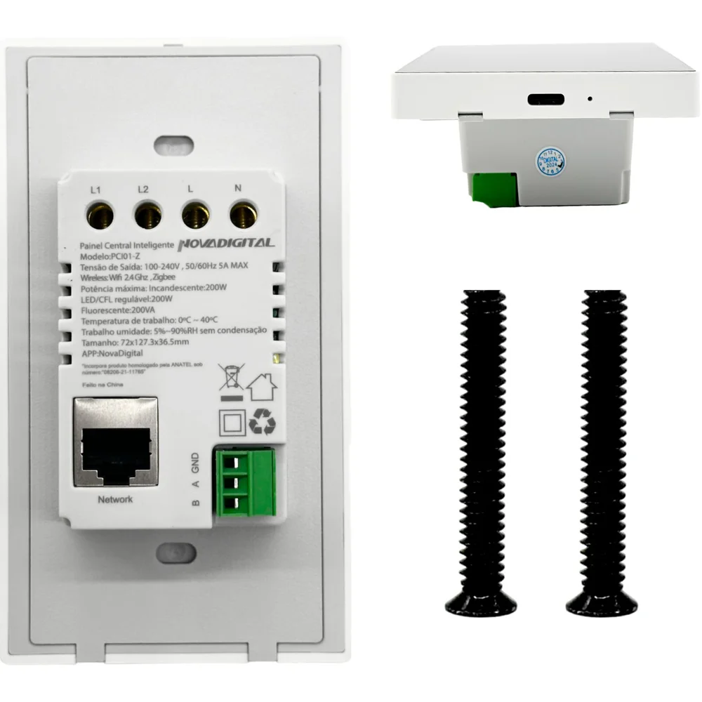 Painel Central Inteligente Wi-fi E Hub Zigbee Compatível com Alexa Google home Tuya e Smart Life - Novadigital