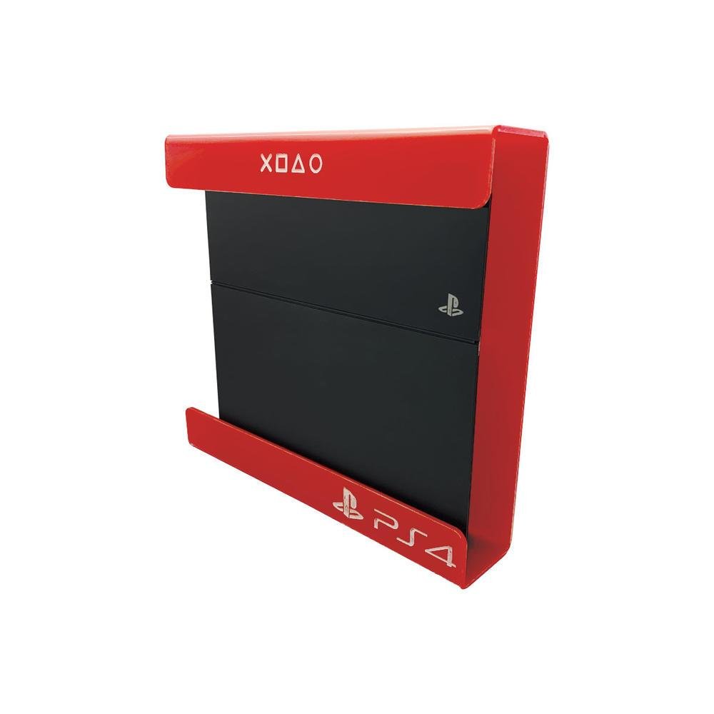 Suporte Parede Console Playstation 4 Fat - Ps4 Fat - Material Acrílico Vermelho