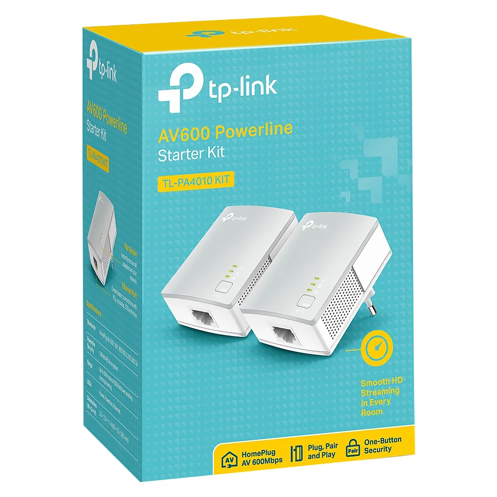 Repetidor Wireless Tp-link Powerline Tl-pa4010kit - 2 Tomadas - 600mbps - Prata E Branco