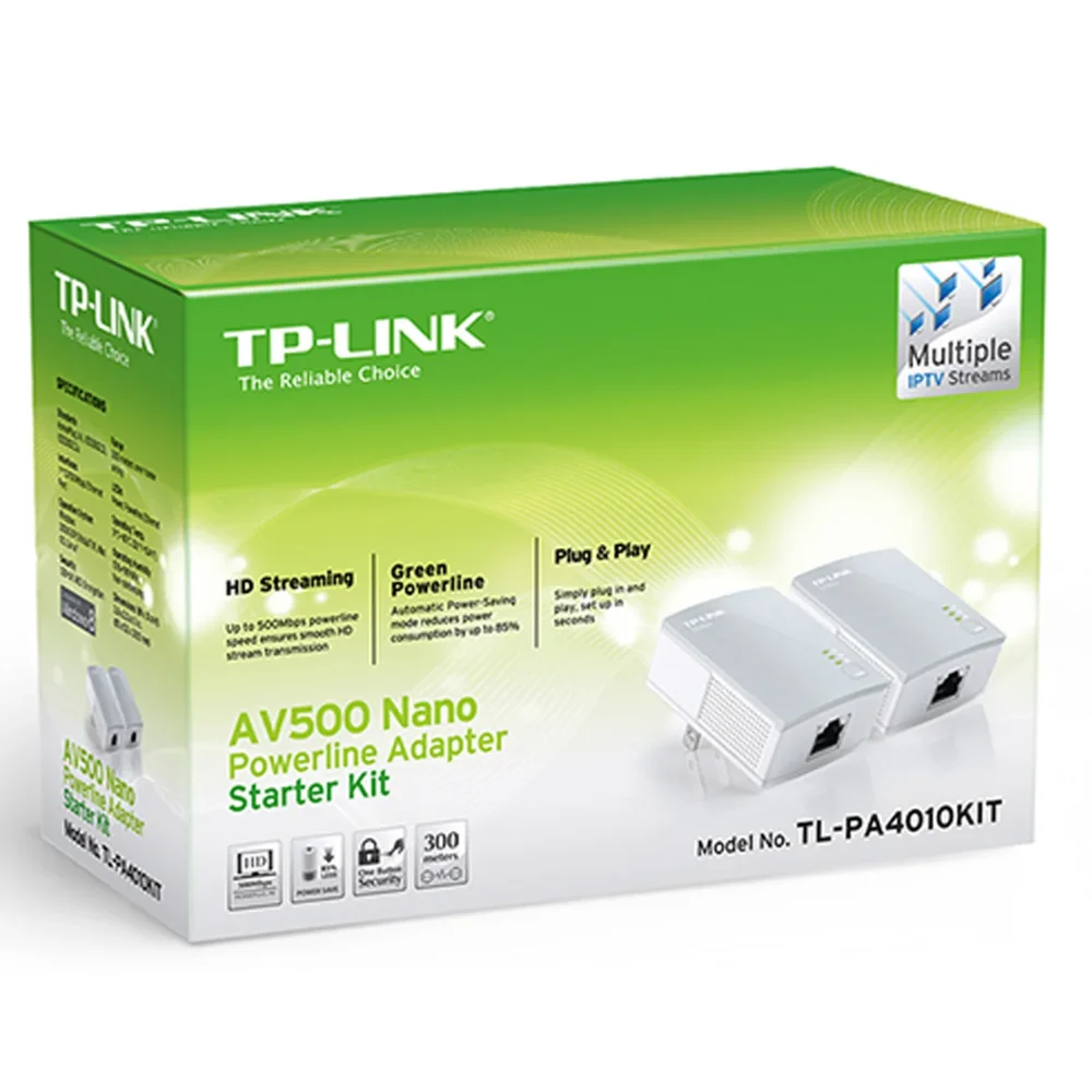 Repetidor Wireless Tp-link Powerline Tl-pa4010kit - 2 Tomadas - 600mbps - Prata E Branco