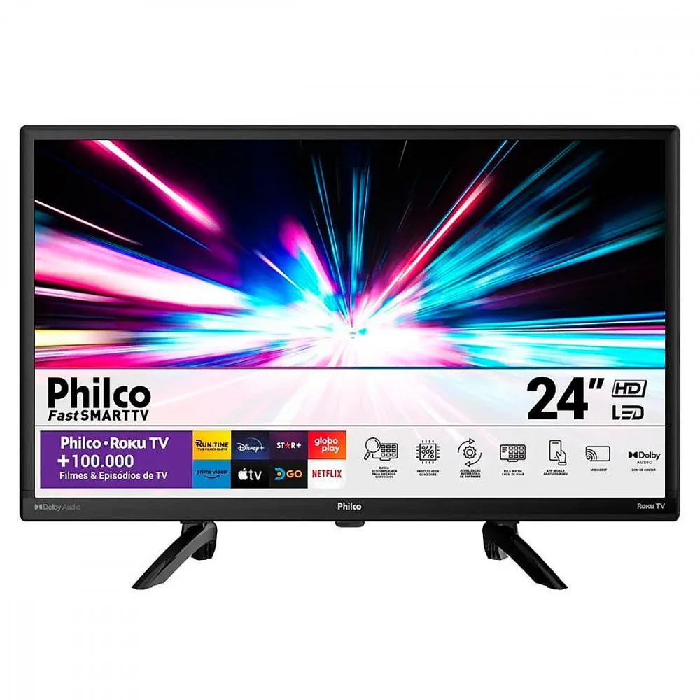 Smart Tv Philco 24 Hd LED Roku Tv Usb Preto - Ptv24g5yr2cp Smart Tv Philco 24 Hd LED Roku Tv Usb Preto - Ptv24g5yr2cp
