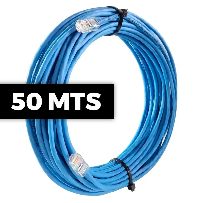 Cabo De Rede Cat 5e Mpt Interno 50 Metros U/utp 4p X 24awg | Azul Com Conectores