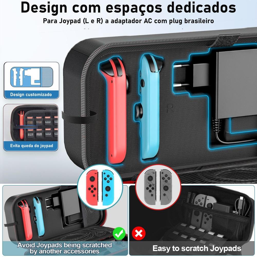Case Bolsa Nintendo Switch OLED Espaço Carregador Oivo