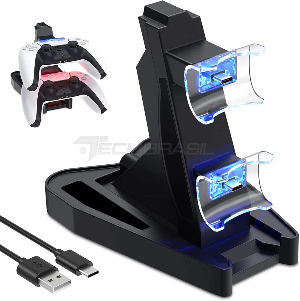 Carregador Duplo P/ 2 Controle Dualsense Playstation 5 Base Torre Carregador Duplo P/ 2 Controle Dualsense Playstation 5 Base Torre