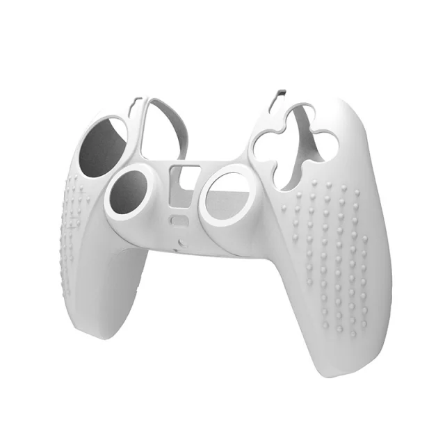 Capa Protetora Silicone + 2 Grips Para Controle Do Playstation 5 Branca