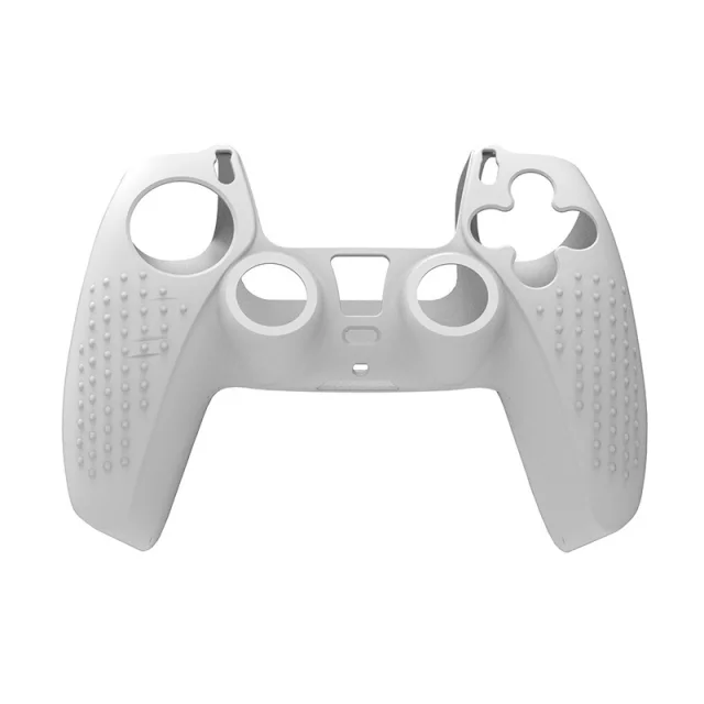 Capa Protetora Silicone + 2 Grips Para Controle Do Playstation 5 Branca