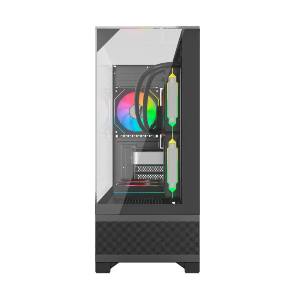 Gabinete Liketec Mahal Dark Mid Tower Vidro Temperado Usb S/fan Preto