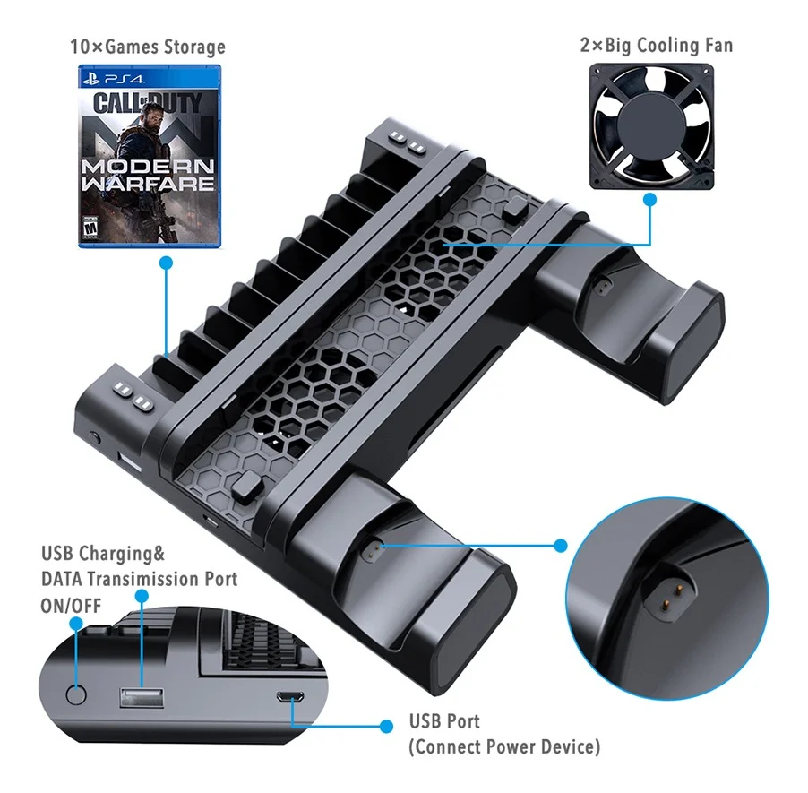 Base Suporte Vertical Carregador Cooler 3 Em 1 Ps4 Slim Pro Base Suporte Vertical Carregador Cooler 3 Em 1 Ps4 Slim Pro