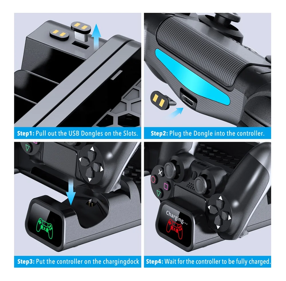 Base Suporte Vertical Carregador Cooler 3 Em 1 Ps4 Slim Pro Base Suporte Vertical Carregador Cooler 3 Em 1 Ps4 Slim Pro