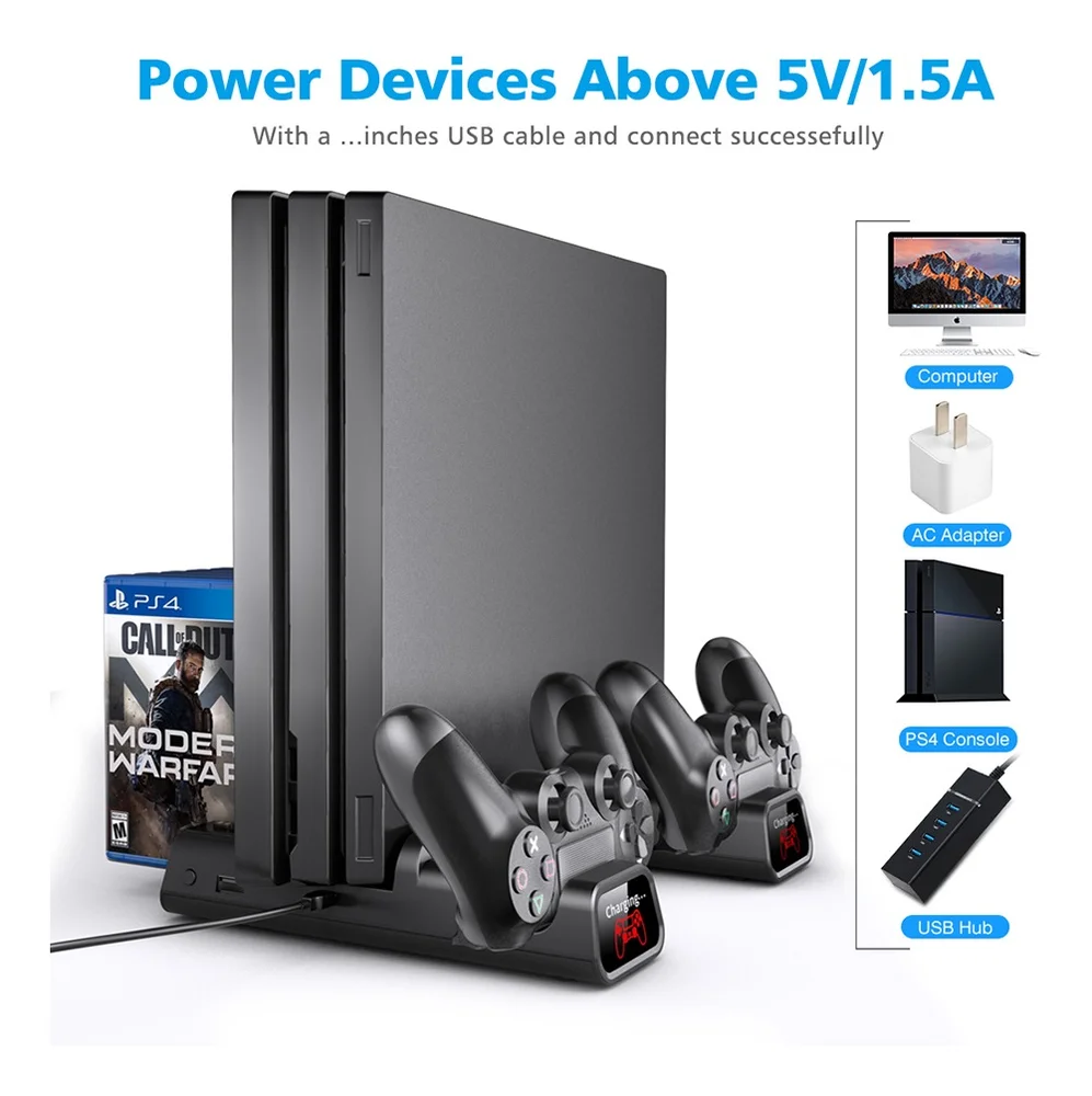 Base Suporte Vertical Carregador Cooler 3 Em 1 Ps4 Slim Pro Base Suporte Vertical Carregador Cooler 3 Em 1 Ps4 Slim Pro