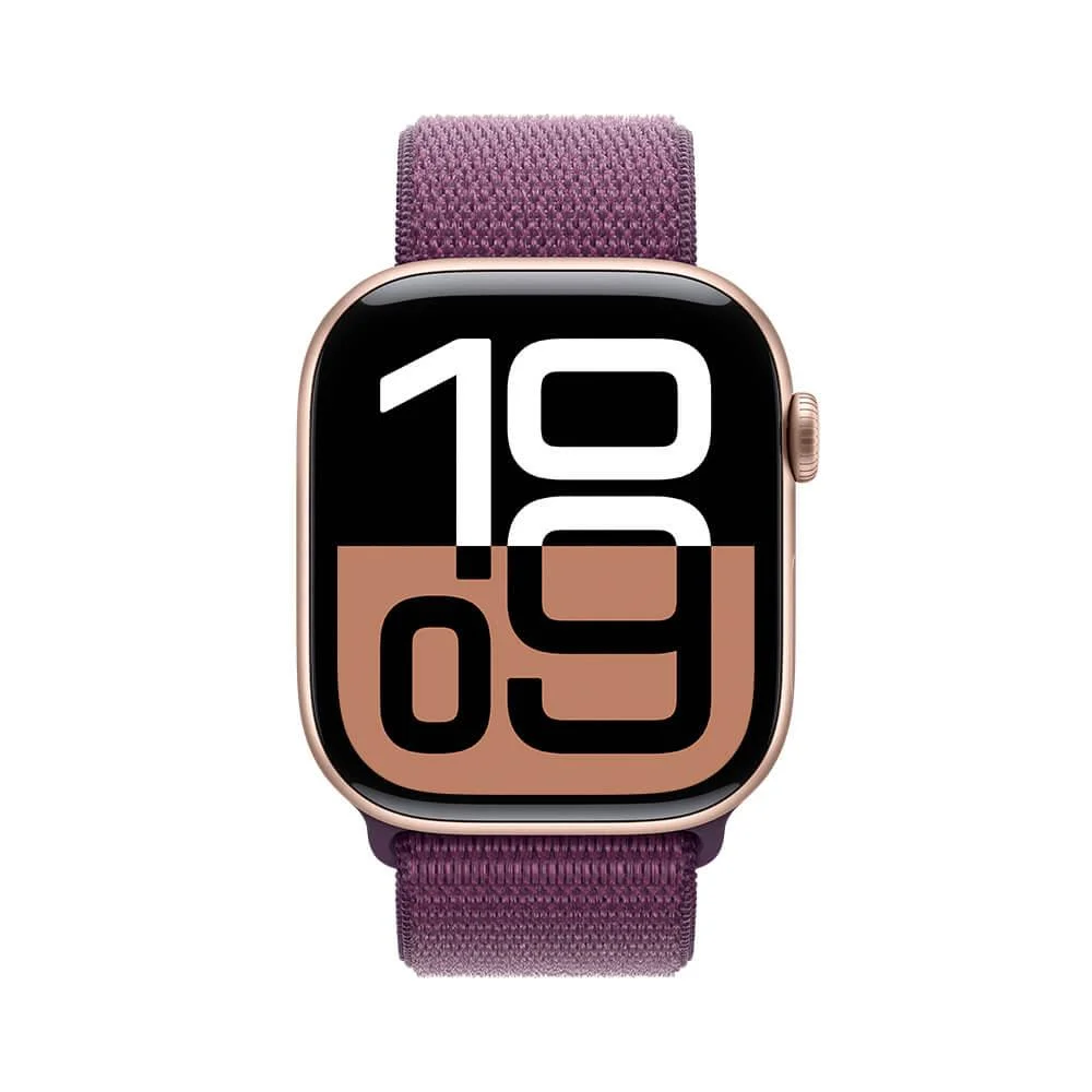 Apple Watch Series 10 Gps • Caixa Cor De Ouro Rosa De Alumínio – 46 Mm • Pulseira Loop Esportiva Ameixa