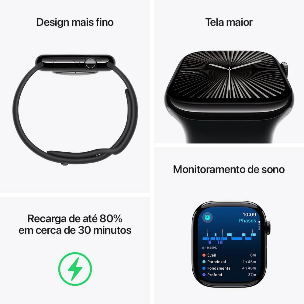 Apple Watch Series 10 Gps • Caixa Cor De Ouro Rosa De Alumínio – 46 Mm • Pulseira Loop Esportiva Ameixa