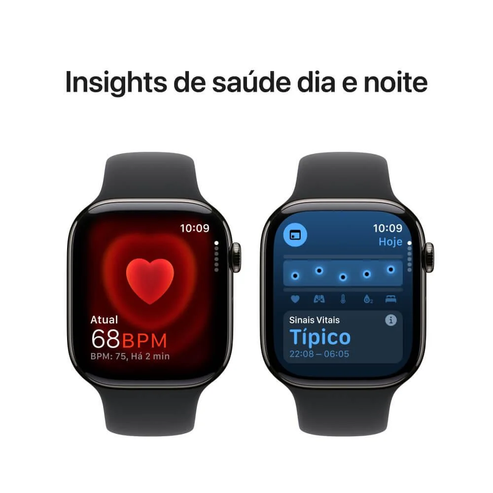 Apple Watch Series 10 Gps + Cellular • Caixa Ardósia De Titânio – 46 Mm • Pulseira Esportiva Preta – M/g