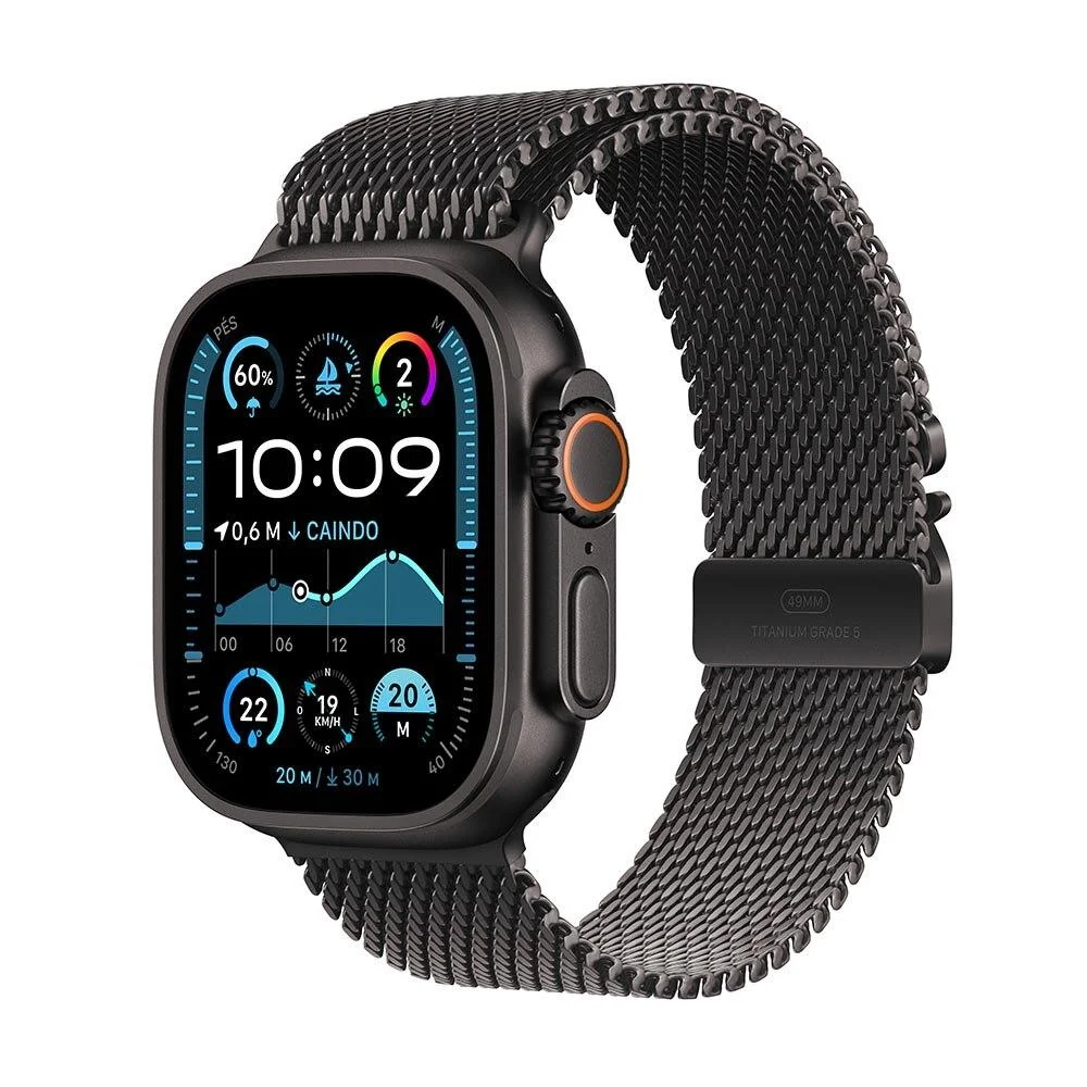 Apple Watch Ultra 2 Gps + Cellular • Caixa Preta De Titânio De 49 Mm • Pulseira Preta Estilo Milanês De Titânio – P