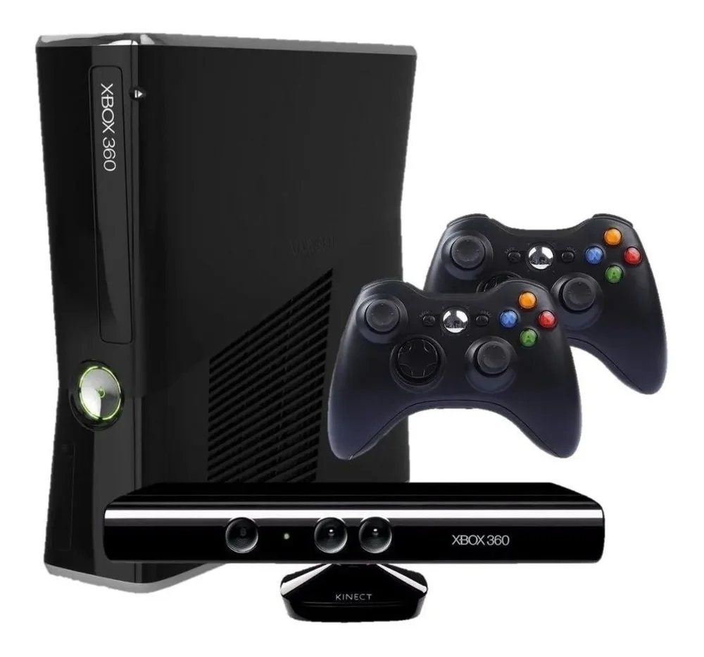 XBOX 360 Slim 4gb 2 Controles + Kinect Standard Preto XBOX 360 Slim 4gb 2 Controles + Kinect Standard Preto