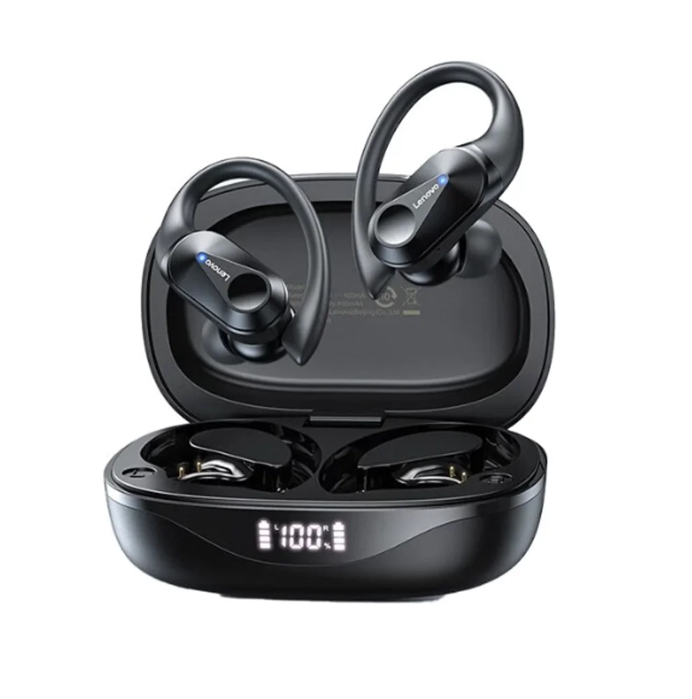Fone De Ouvido Esportivo Lenovo Lp75 Sem Fio Bluetooth 5.3 Cor Preto