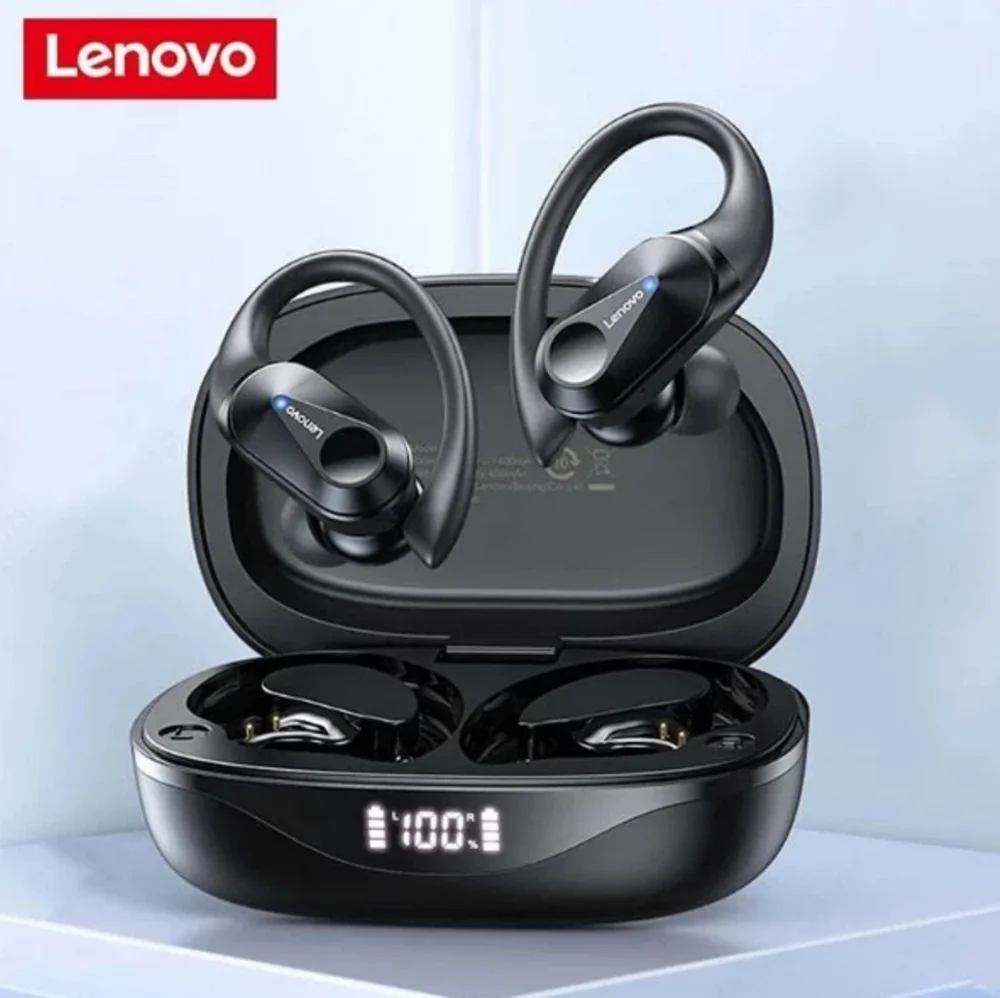 Fone De Ouvido Esportivo Lenovo Lp75 Sem Fio Bluetooth 5.3 Cor Preto