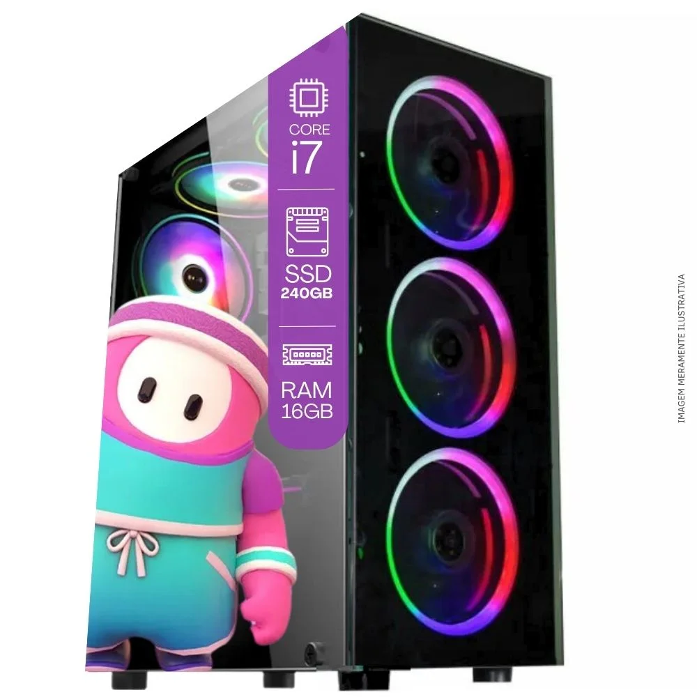 "Computador PC Gamer Completo Balão.info Intel Core I7 SSD 240GB 16gb Teclado Mouse Joystick Mouse Pad E Headset Gamer Monitor 19"" WINDOWS 10 Pro Trial" - view 3