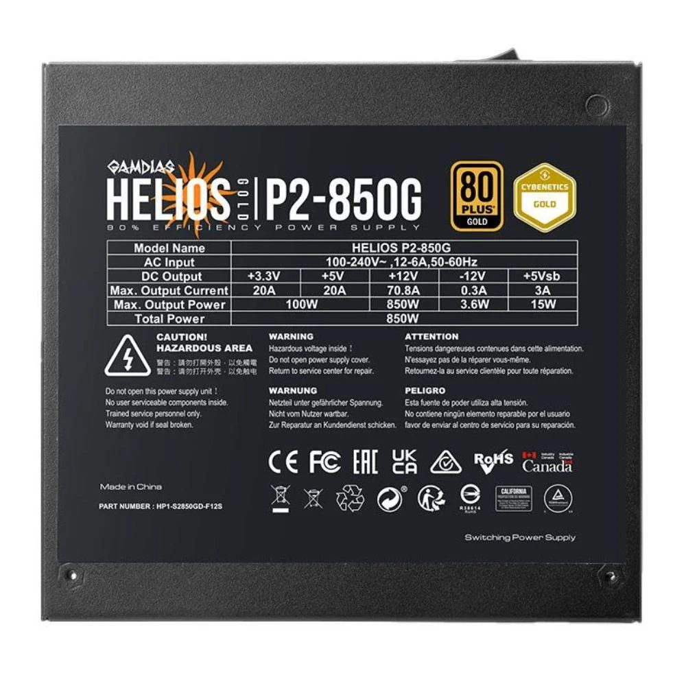 Fonte Gamdias Helios P2-850g 850w Atx 3.0 PCie 5.0 80 Plus Gold Helios-p2-850g Fonte Gamdias Helios P2-850g 850w Atx 3.0 PCie 5.0 80 Plus Gold Helios-p2-850g