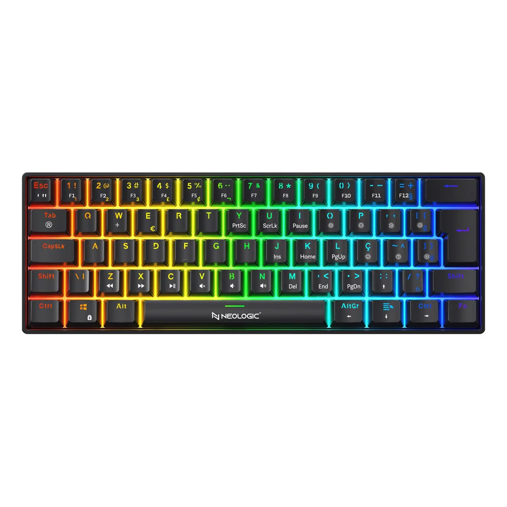 Teclado Gamer Mecânico Neologic Precision Pro Dark 60% RGB Hot Swap 61 Teclas Switch Blue Preto Cabo Tipo C - Prodrk-blue Teclado Gamer Mecânico Neologic Precision Pro Dark 60% RGB Hot Swap 61 Teclas Switch Blue Preto Cabo Tipo C - Prodrk-blue