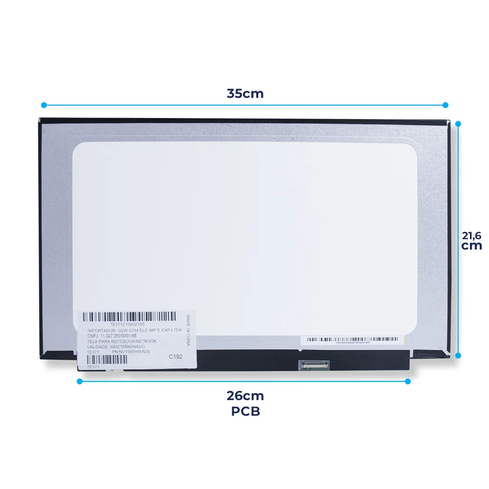 Tela 15.6" LED Slim Ips Para Notebook Part Number Nv156fhm-n3d