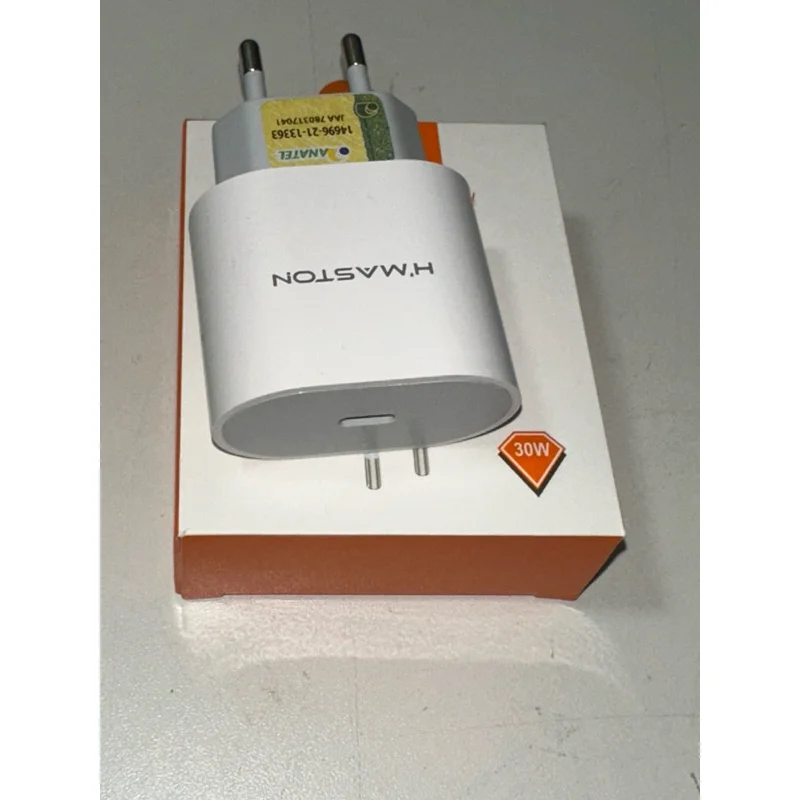 Carregador Fonte Adaptador De Energia Tipo-c De Carregamento Rápido 30w H'maston Cb16 Anatel.