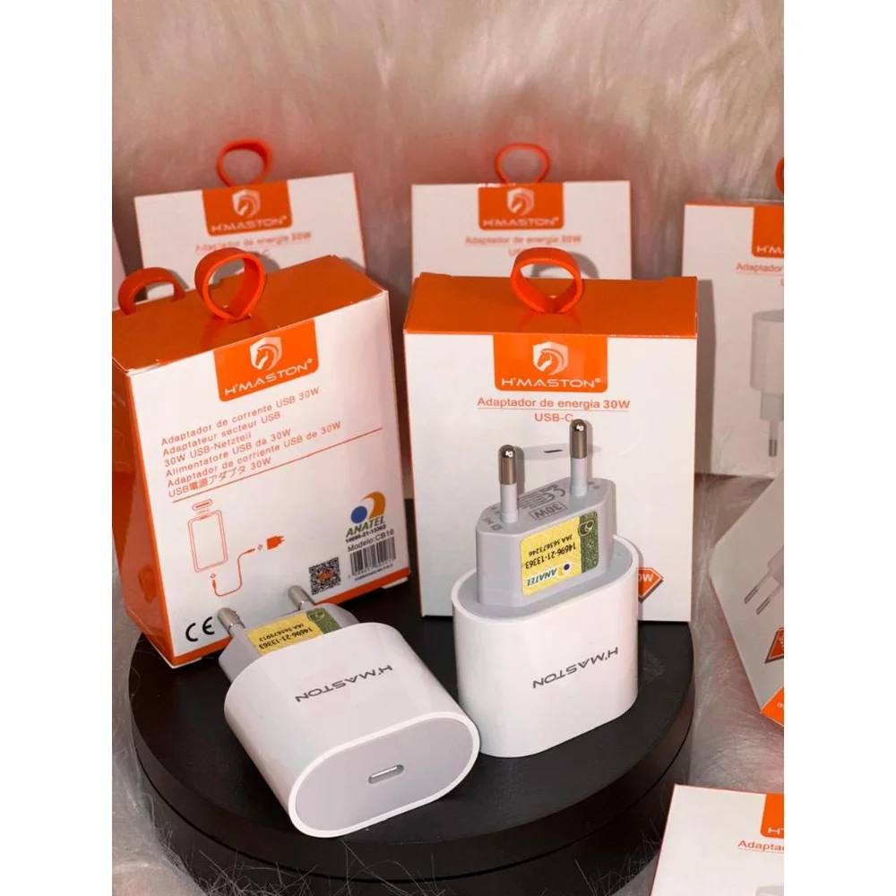 Carregador Fonte Adaptador De Energia Tipo-c De Carregamento Rápido 30w H'maston Cb16 Anatel.