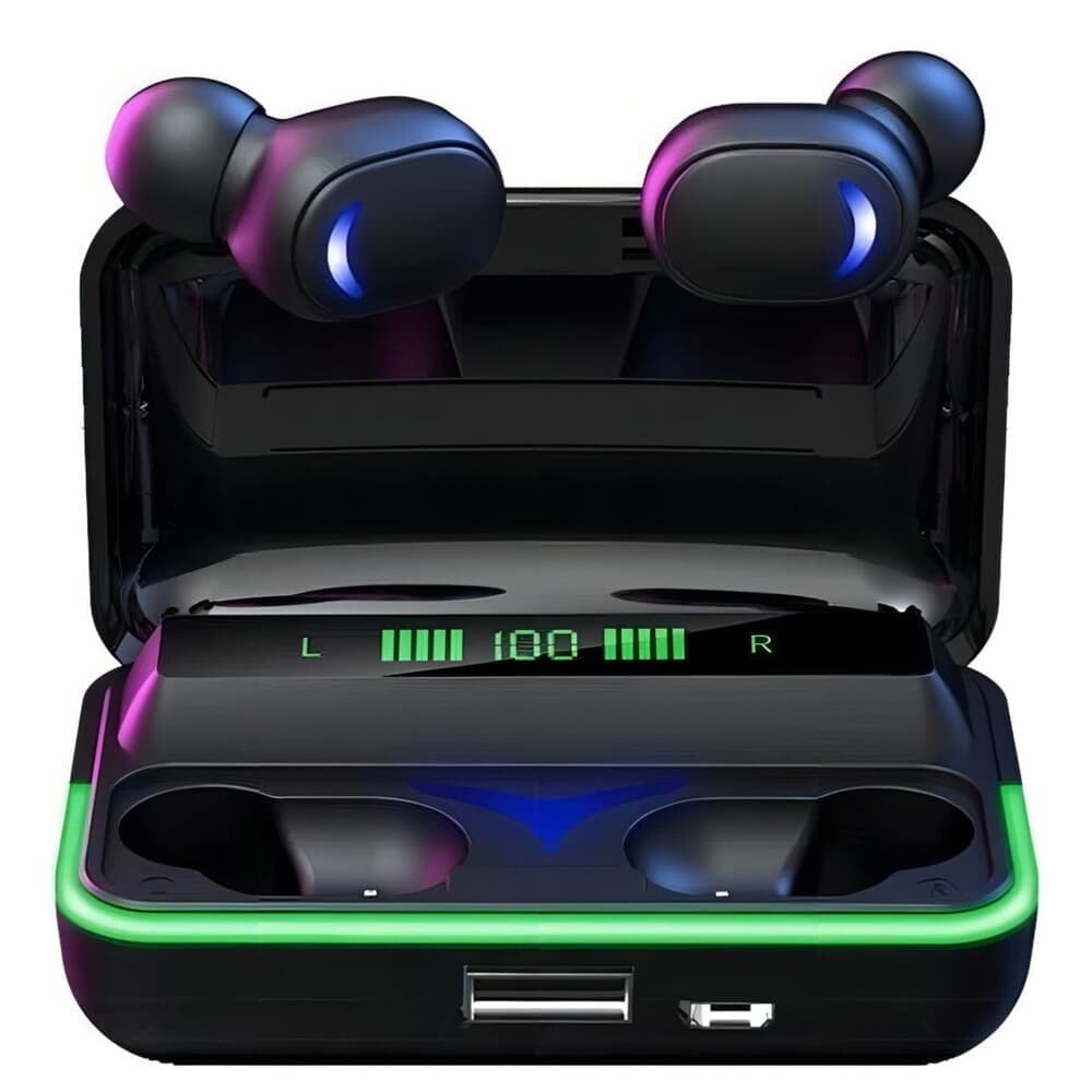 Fone Ouvido Preto LED Power Bank Para Iphone 8