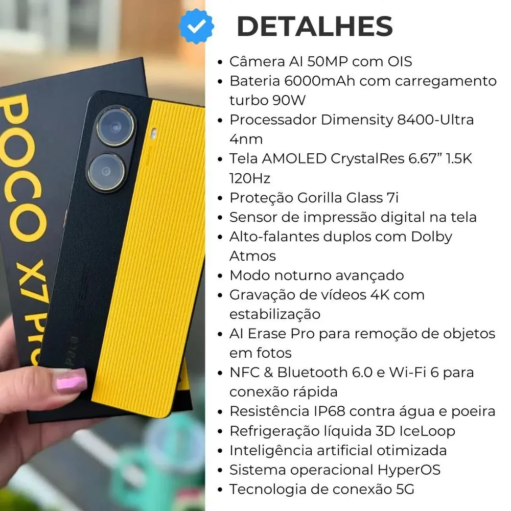 Smartphone Poco X7 Pro no Mega Maio KaBuM