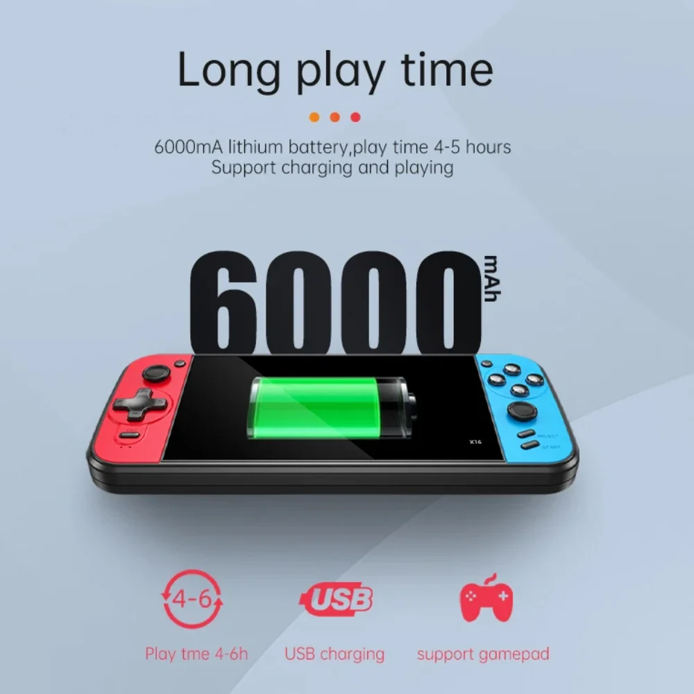 Console Vídeo Game Portátil X16 Plus Tela Gigante De 7,5 " 10 Mil Jogos Console Vídeo Game Portátil X16 Plus Tela Gigante De 7,5 " 10 Mil Jogos