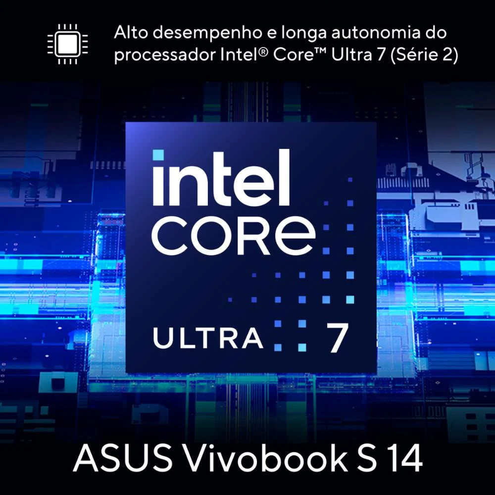Notebook Asus Vivobook S14 OLED S5406sa Intel Core Ultra 7 256v 16gb Ram 512gb SSD WINDOWS 11 Home Tela 14" Fhd 120hz Blue - Pp218w