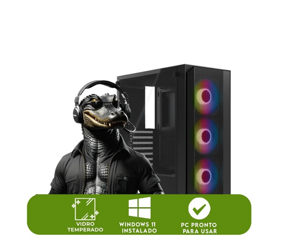PC Gamer Balão.info Amd Ryzen, Memoria Ram 16gb Ddr4, SSD 480gb, Placa De Video 2gb, Monitor HDMI, Kit Gamer